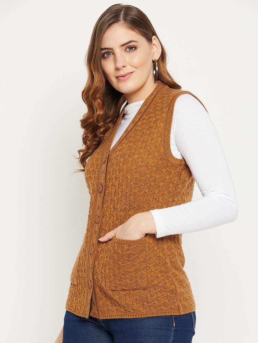 women bronze sleeveless cardigan - 20507010 -  Standard Image - 1