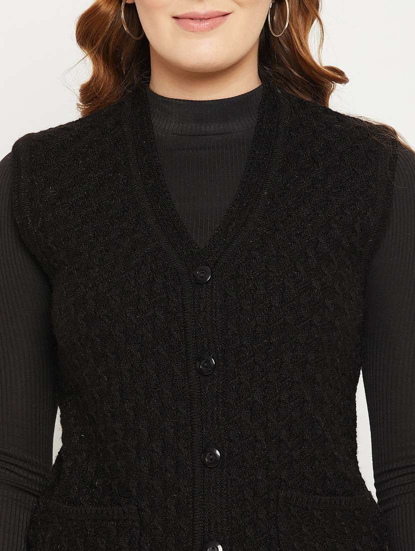 women black sleeveless cardigan - 20507030 -  Standard Image - 4