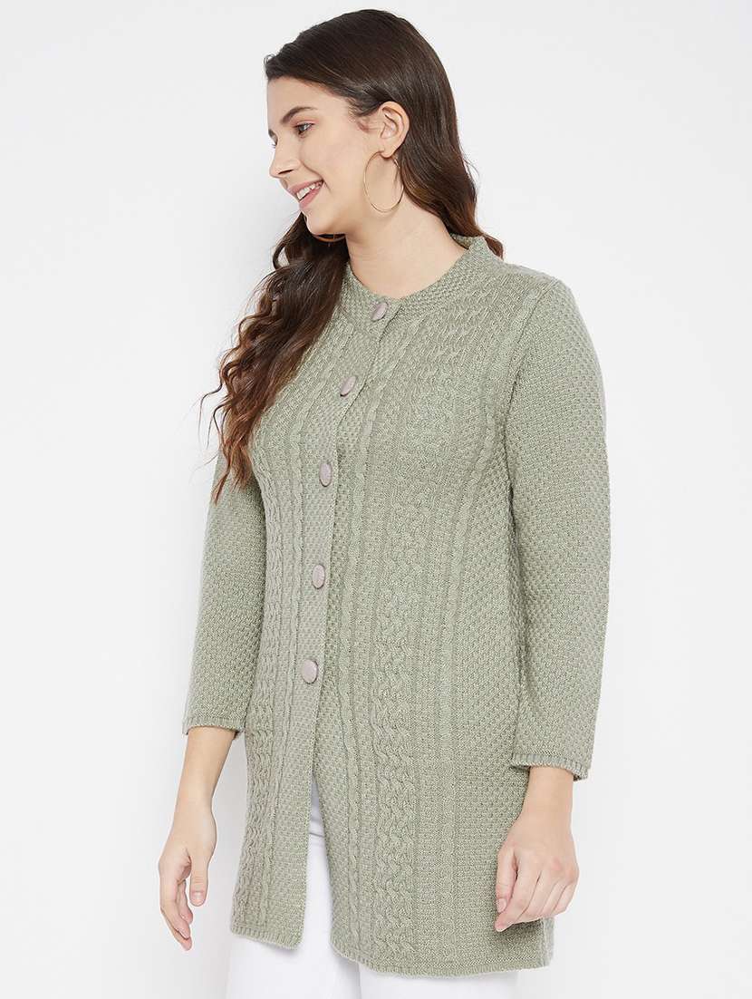 women green wool blend cardigan - 20507043 -  Standard Image - 1