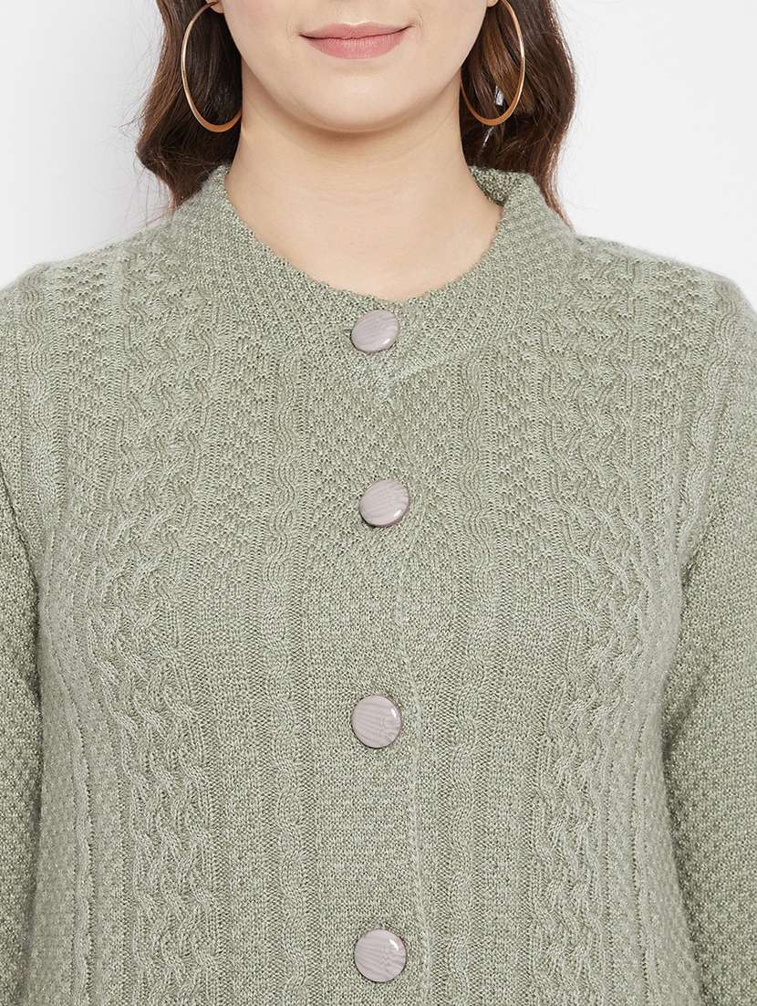 women green wool blend cardigan - 20507043 -  Standard Image - 4