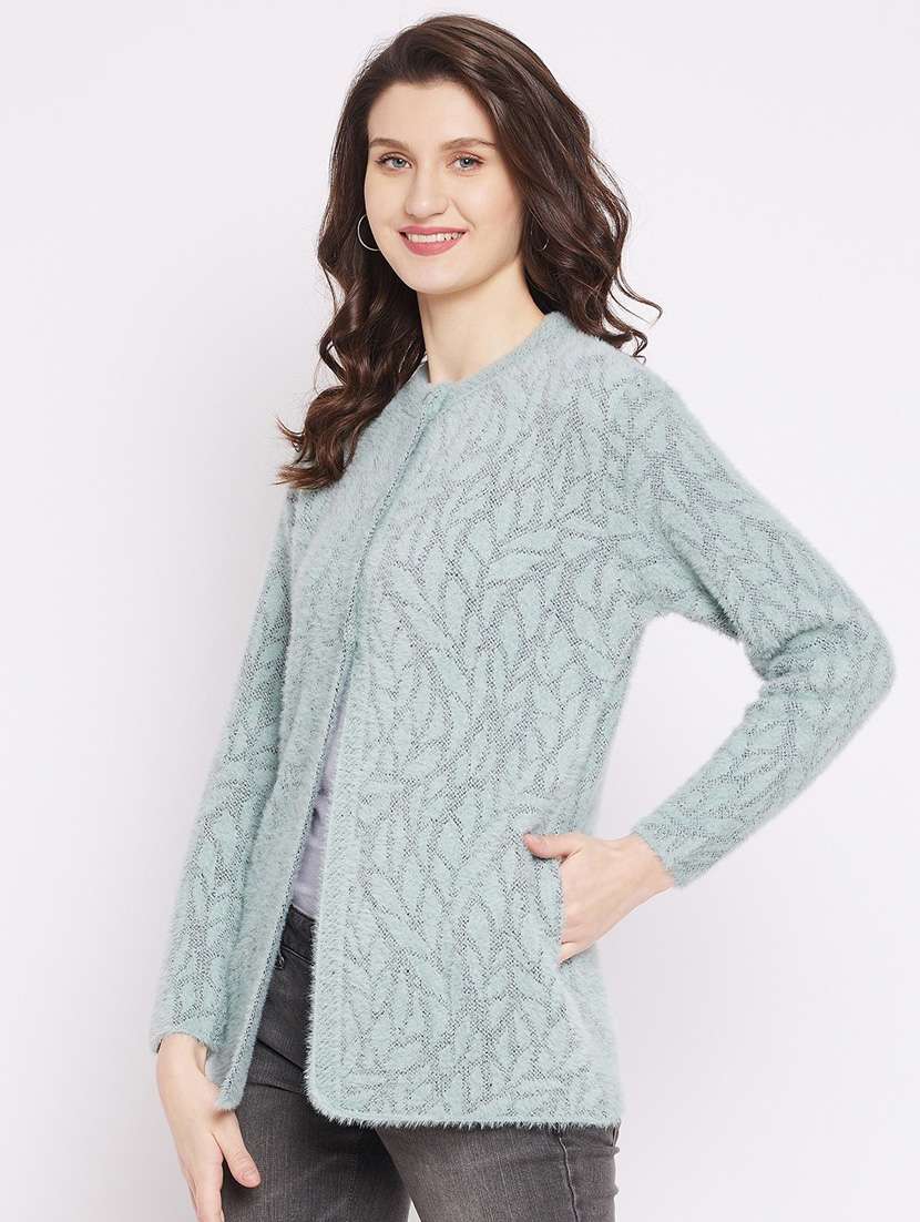 purist blue self designed woolen cardigan - 20507100 - Standard Image - 1