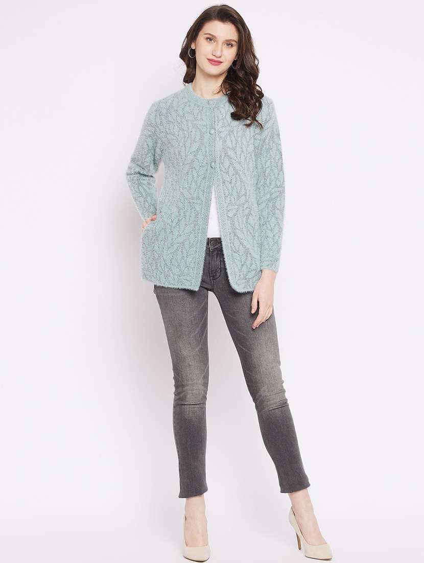 purist blue self designed woolen cardigan - 20507100 - Standard Image - 4