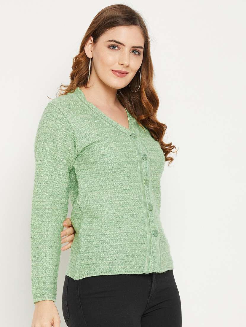 neo mint self designed woolen cardigan - 20507126 -  Standard Image - 1