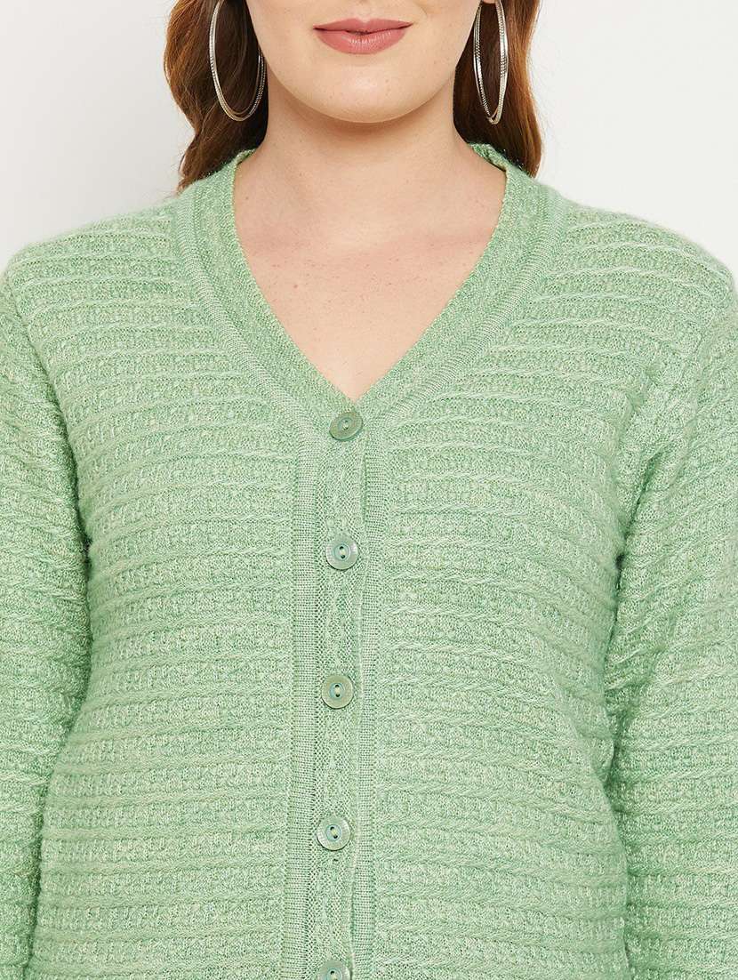 neo mint self designed woolen cardigan - 20507126 -  Standard Image - 4