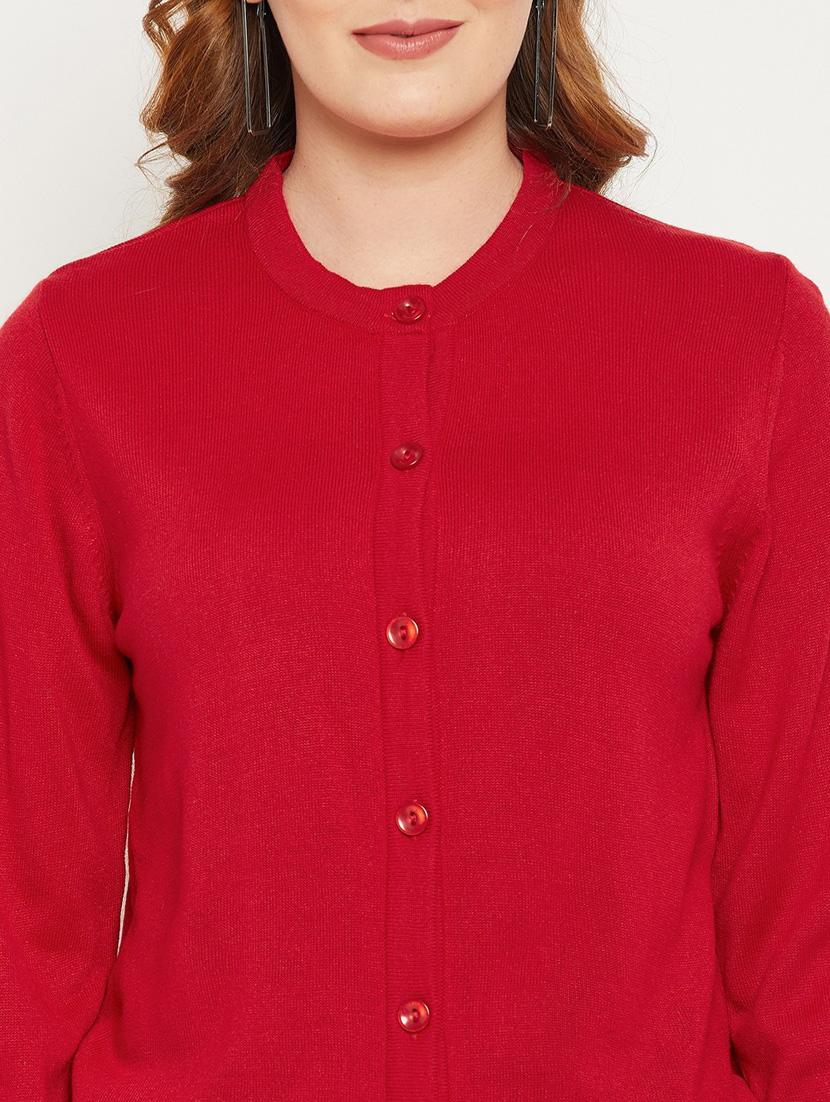 red red woolen cardigan - 20507136 - Standard Image - 4