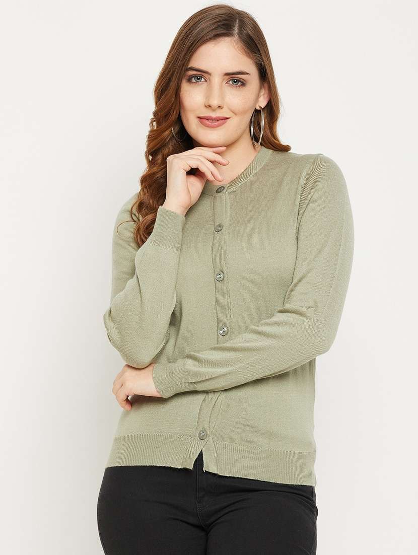 neo mint solid woolen cardigan