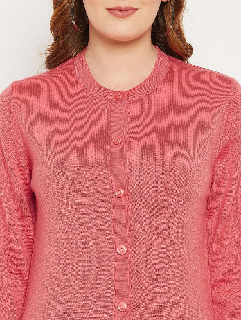 peach solid woolen cardigan - 20507138 -  Standard Image - 4