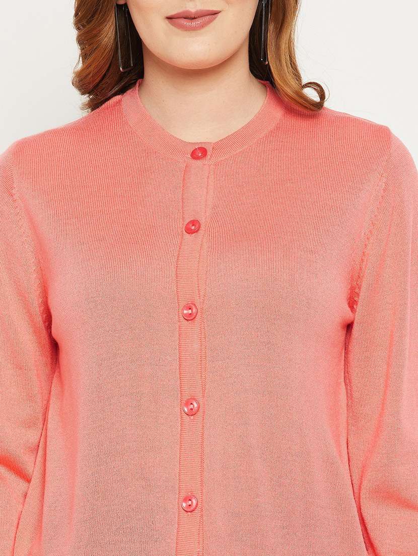 peach solid woolen cardigan - 20507139 -  Standard Image - 4