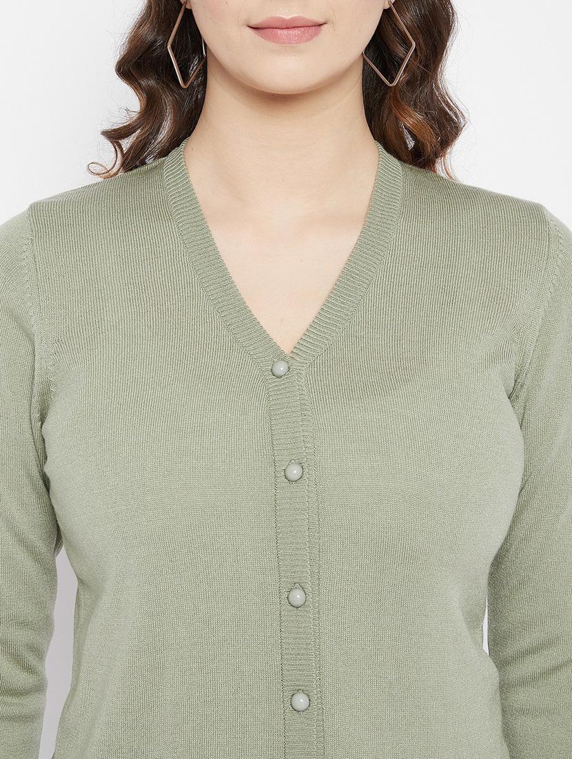 neo mint solid woolen cardigan - 20507153 - Standard Image - 4