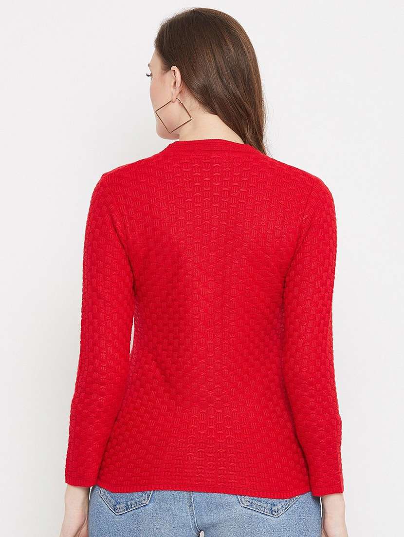 red self designed woolen cardigan - 20507172 -  Standard Image - 1