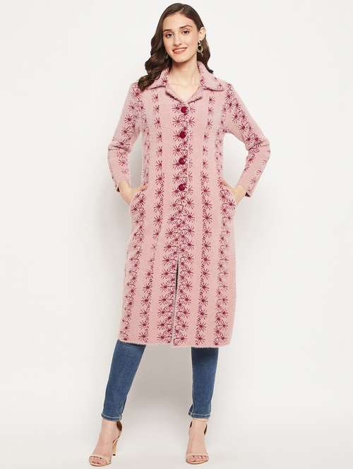 women pink wool blend cardigan - 20507184 -  Standard Image - 0