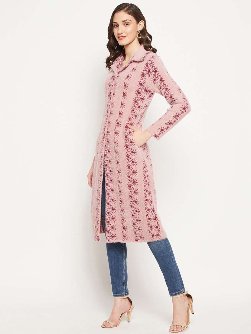 women pink wool blend cardigan - 20507184 - Standard Image - 1