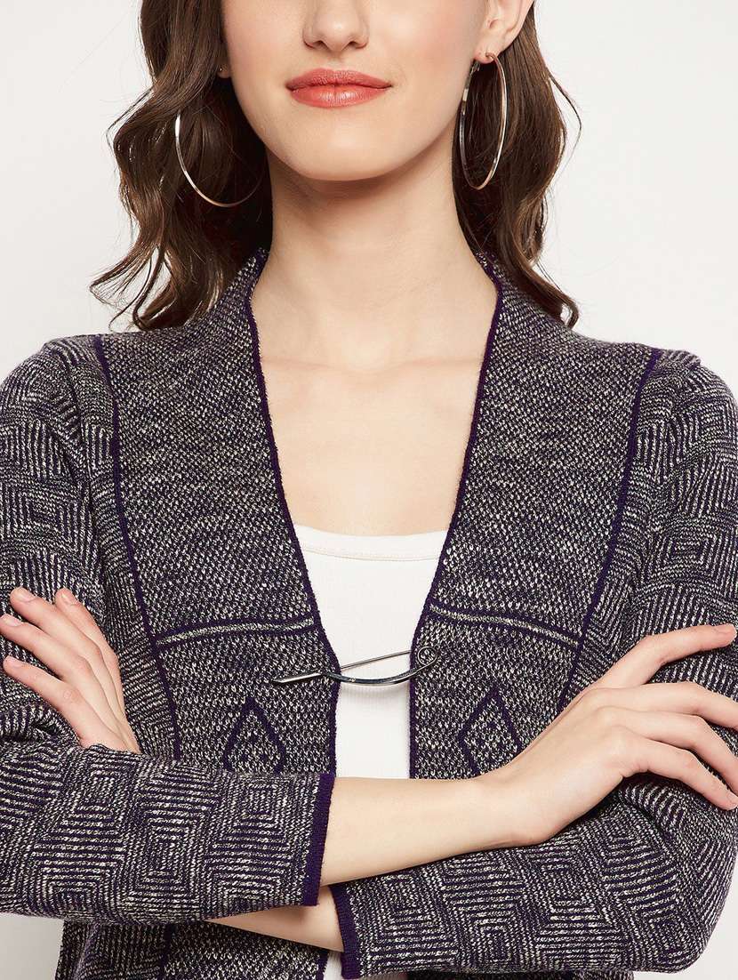 women self design woollen cardigan - 20507187 -  Standard Image - 4