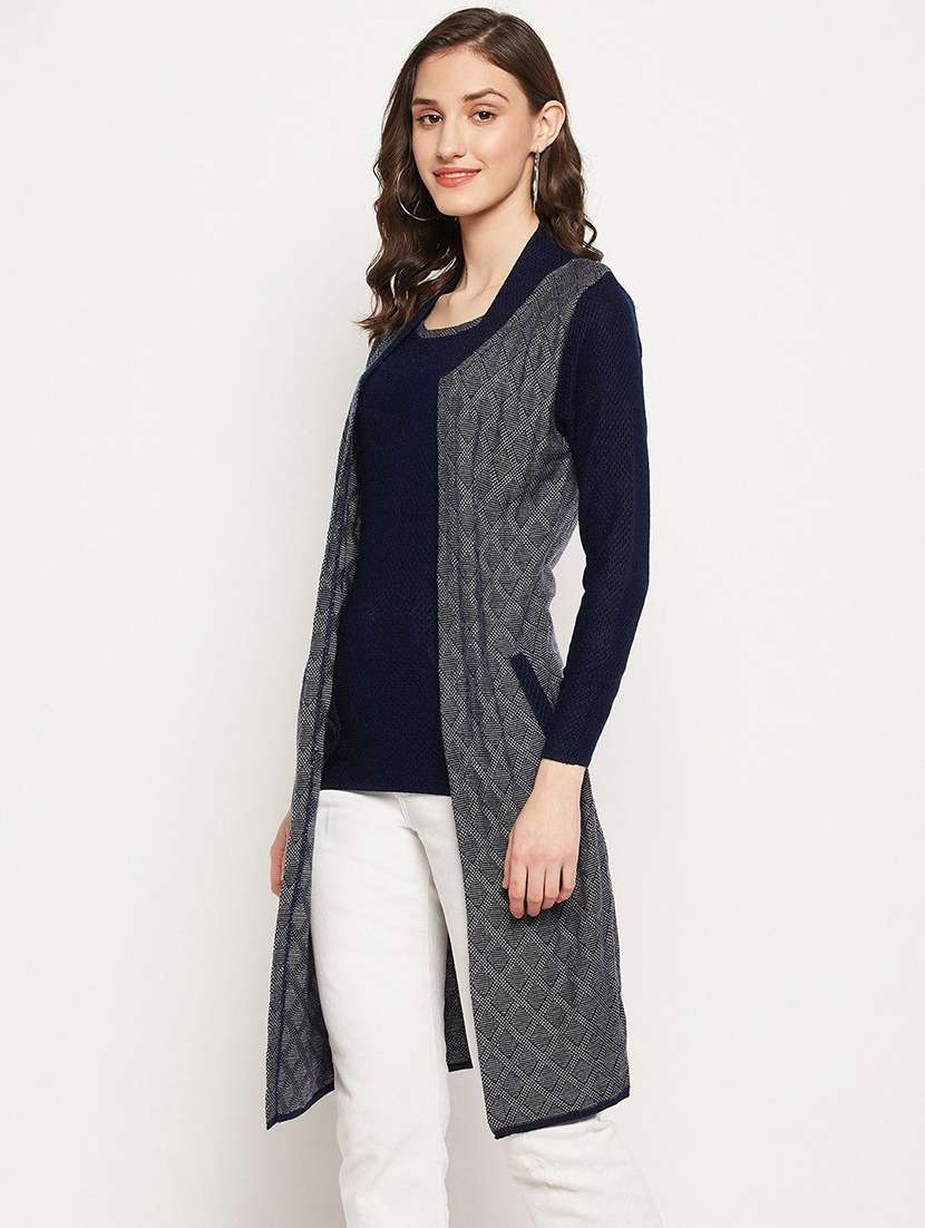 women self design woollen cardigan - 20507213 -  Standard Image - 1