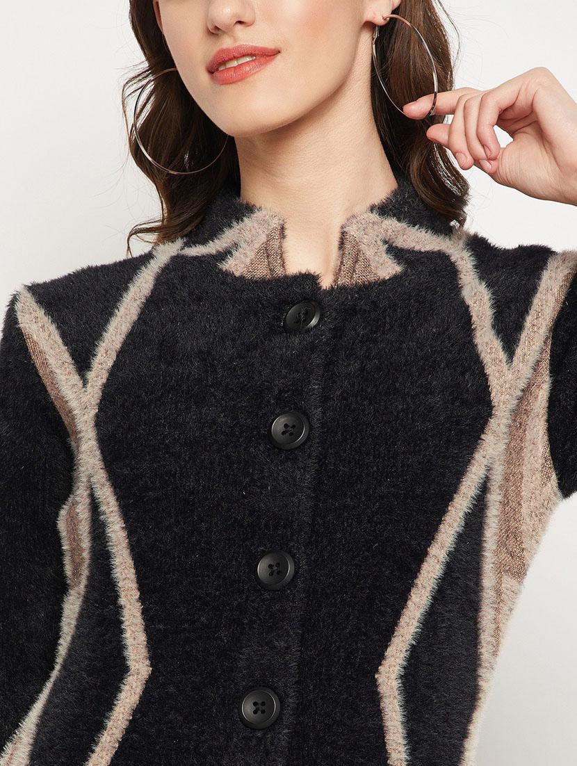 women black wool blend cardigan - 20507233 - Standard Image - 4