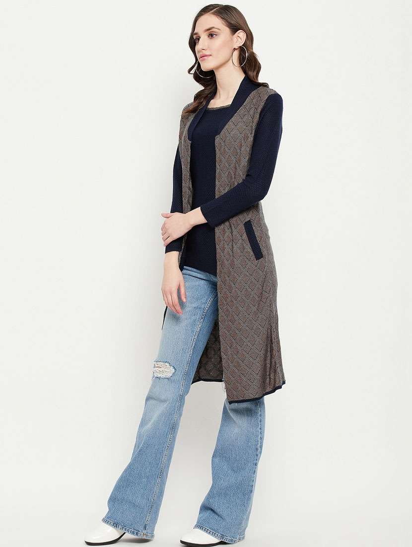 women self design woollen cardigan - 20507235 -  Standard Image - 1