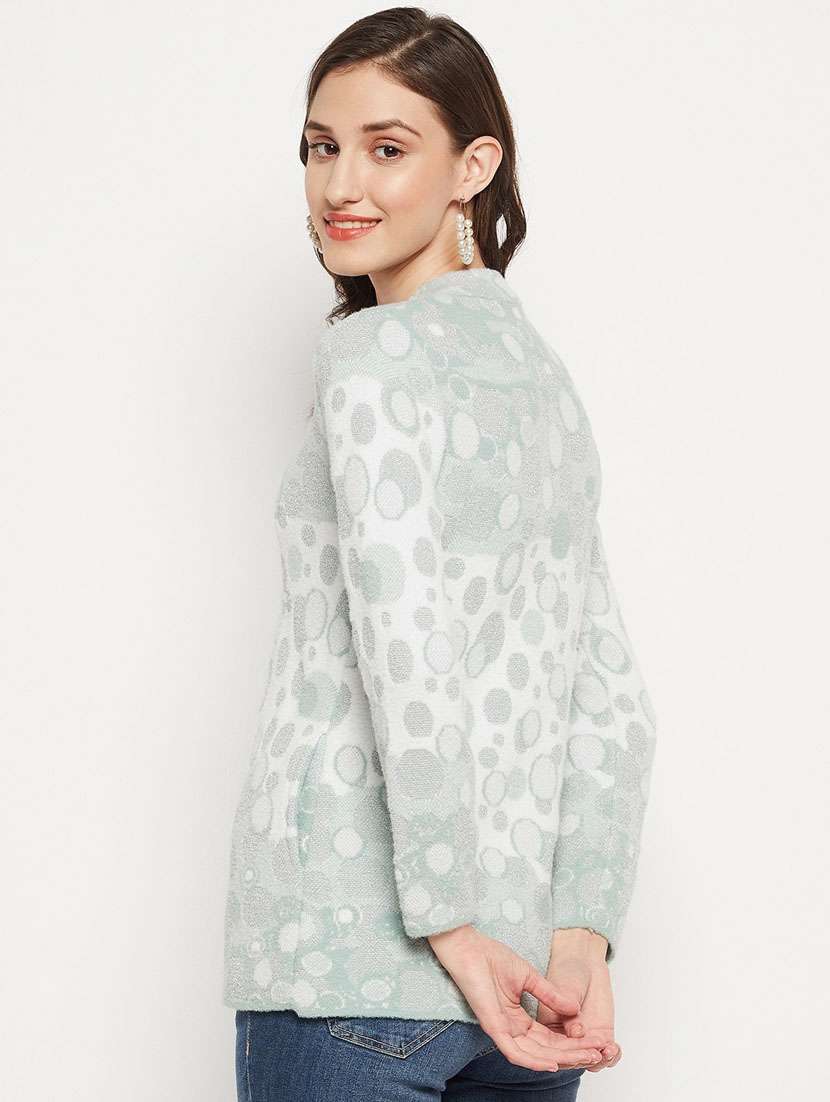 white self designed woolen cardigan - 20507243 -  Standard Image - 1