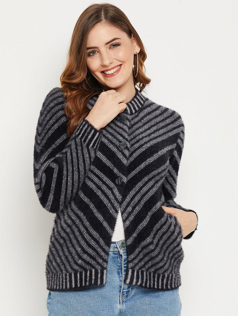 black self designed woolen cardigan - 20507265 - Zoom Image - 0