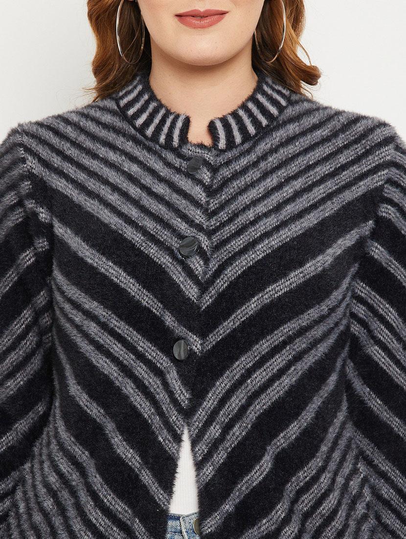 black self designed woolen cardigan - 20507265 - Standard Image - 4