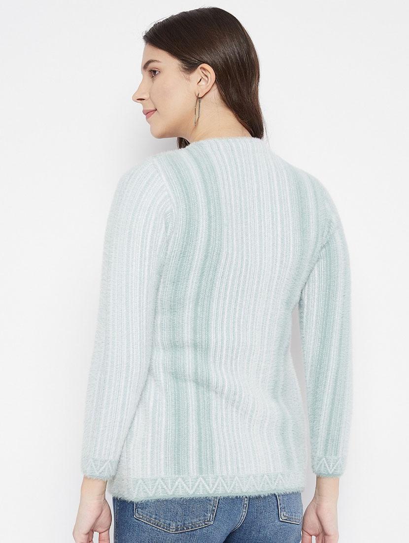 light blue self designed woolen cardigan - 20507269 - Standard Image - 1