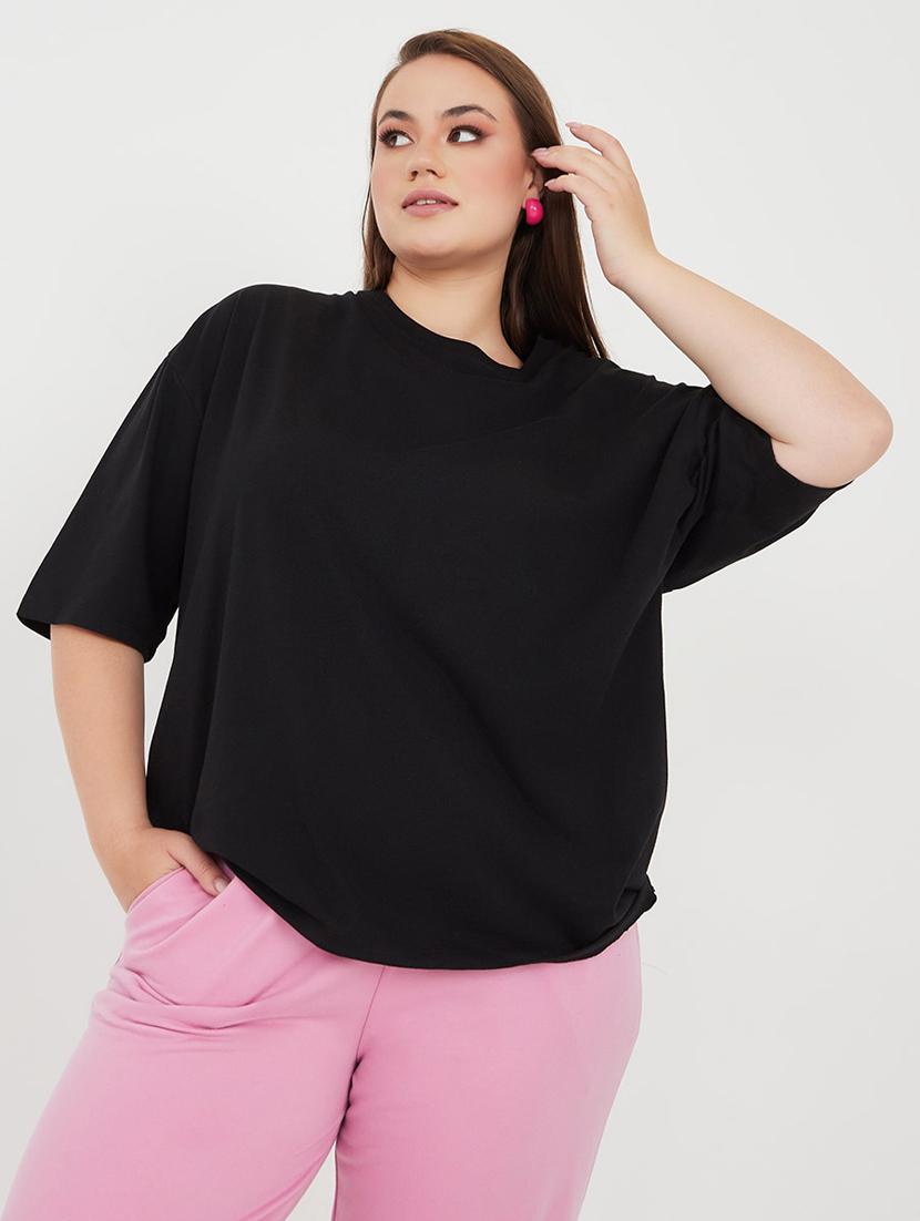 women typography printed black cotton oversized t-shirt - 20508343 - Zoom Image - 0