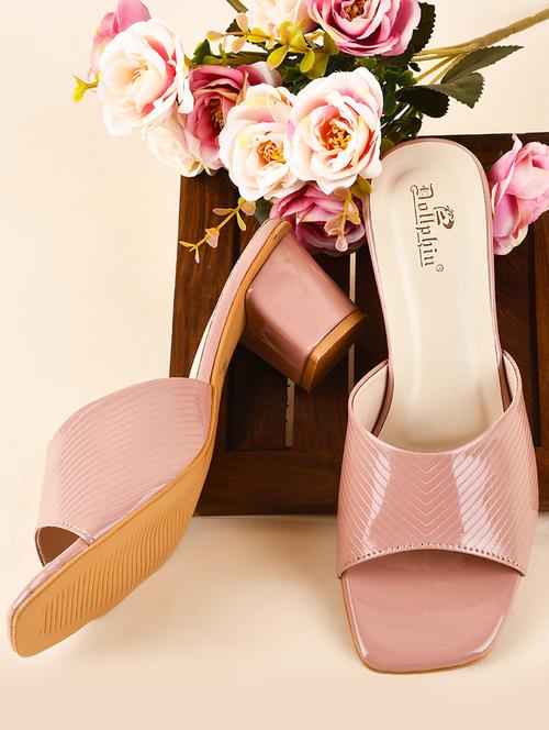 women pink slip on heel sandal - 20508376 - Standard Image - 0