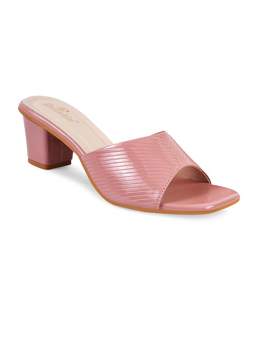 women pink slip on heel sandal - 20508376 -  Standard Image - 1