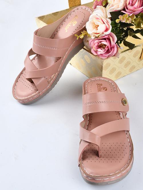 women peach slip on sandal - 20508390 - Standard Image - 0