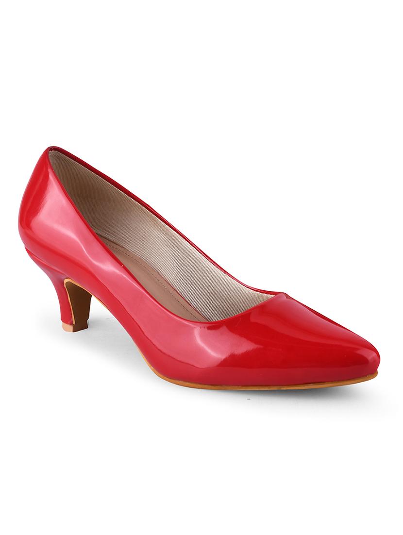 women red slip on kitten heel pump - 20508394 - Standard Image - 1