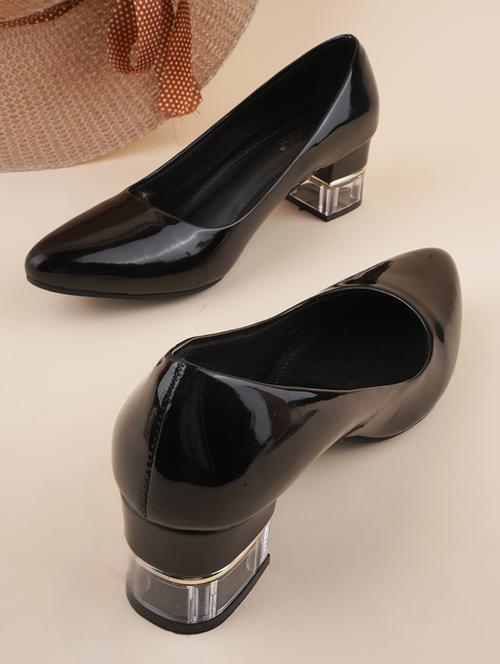 women black solid slip on pumps - 20508399 -  Standard Image - 0