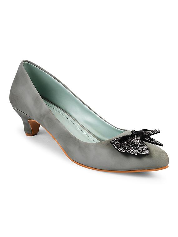 women green embellished kitten heel pumps - 20508402 - Standard Image - 1