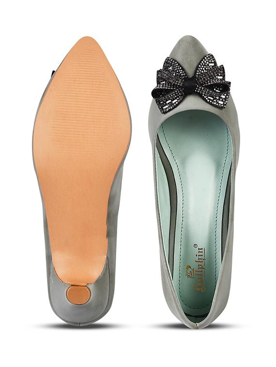 women green embellished kitten heel pumps - 20508402 - Standard Image - 4