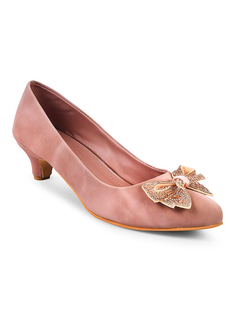women pink embellished kitten heel pumps - 20508403 - Standard Image - 1