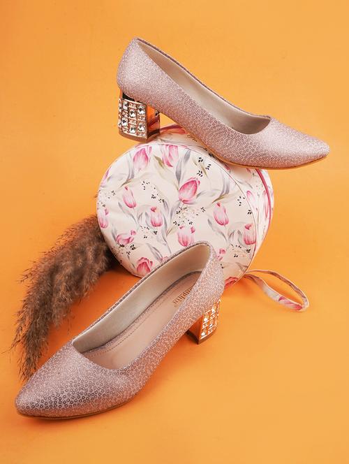 women pink embellished slip on pumps - 20508410 -  Standard Image - 0