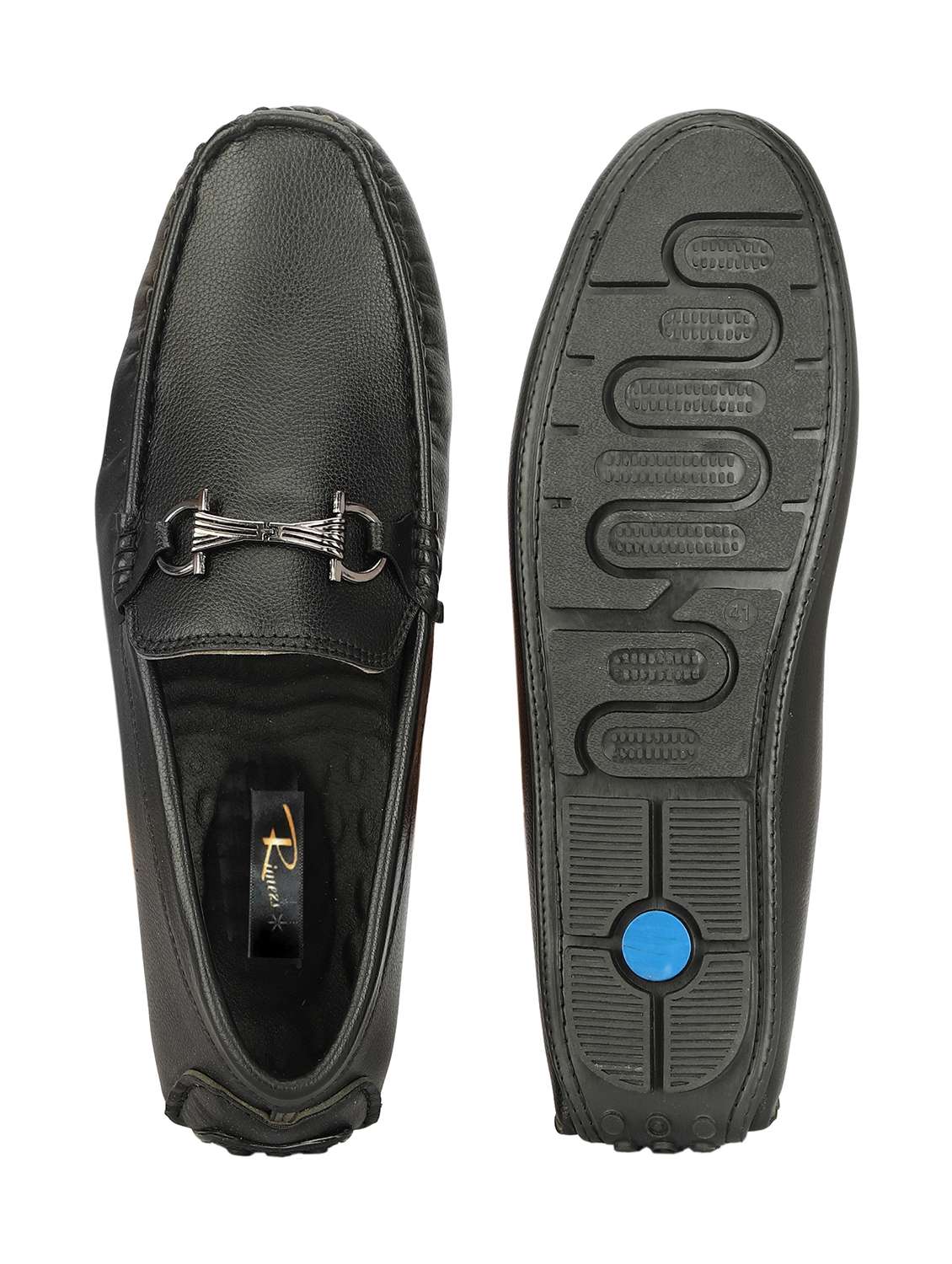 men solid black slip on moccasin - 20508744 -  Standard Image - 4