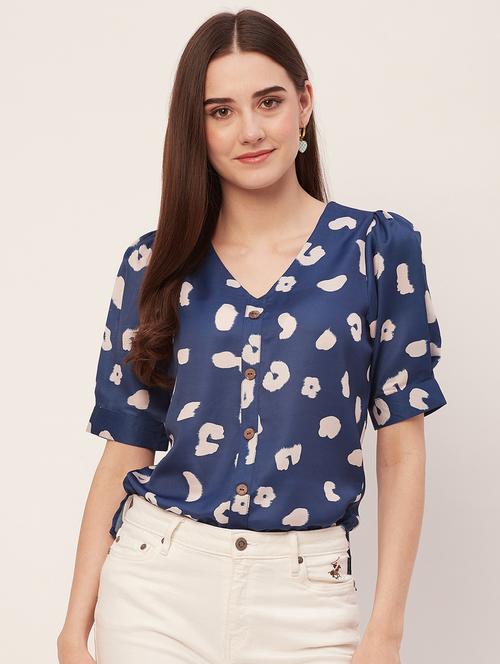 women blue polyester regular top - 20508834 -  Standard Image - 0