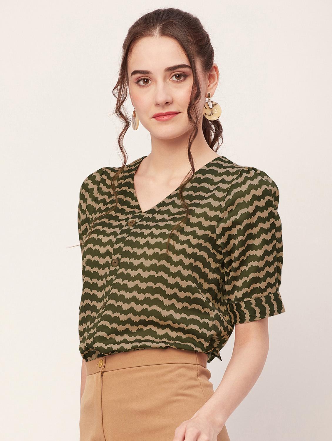 women green polyester regular top - 20508836 -  Standard Image - 1