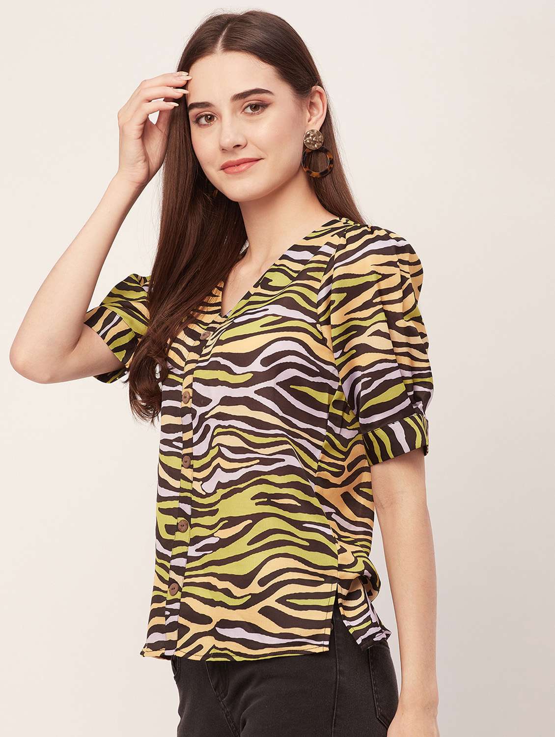 women multi colored polyester regular top - 20508838 -  Standard Image - 1