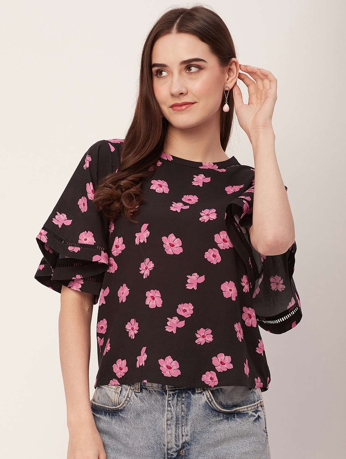 women multi color polyester regular top