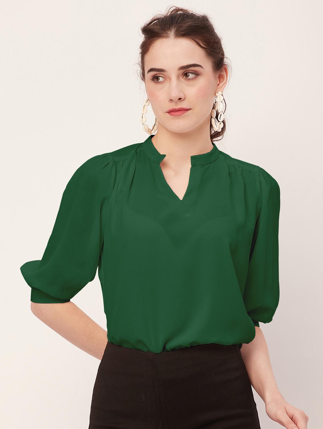 women green poly moss regular top - 20508844 - Zoom Image - 0