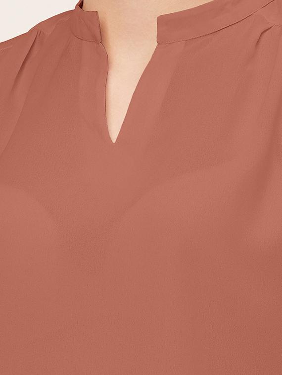 women brown poly moss regular top - 20508846 - Standard Image - 4
