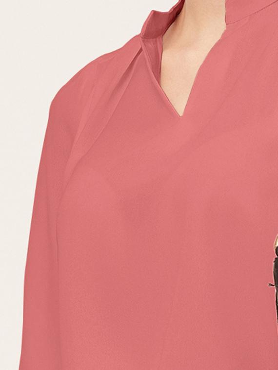 women peachy pink poly moss regular top - 20508850 - Standard Image - 4