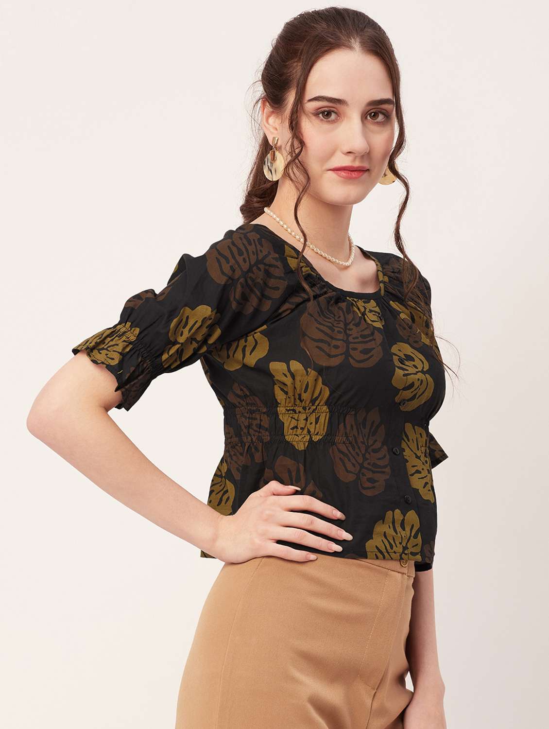 women tropical printed crop top - 20508851 - Standard Image - 1