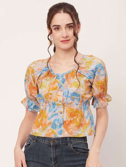 women multi coloured printed crop top - 20508853 - Standard Image - 0