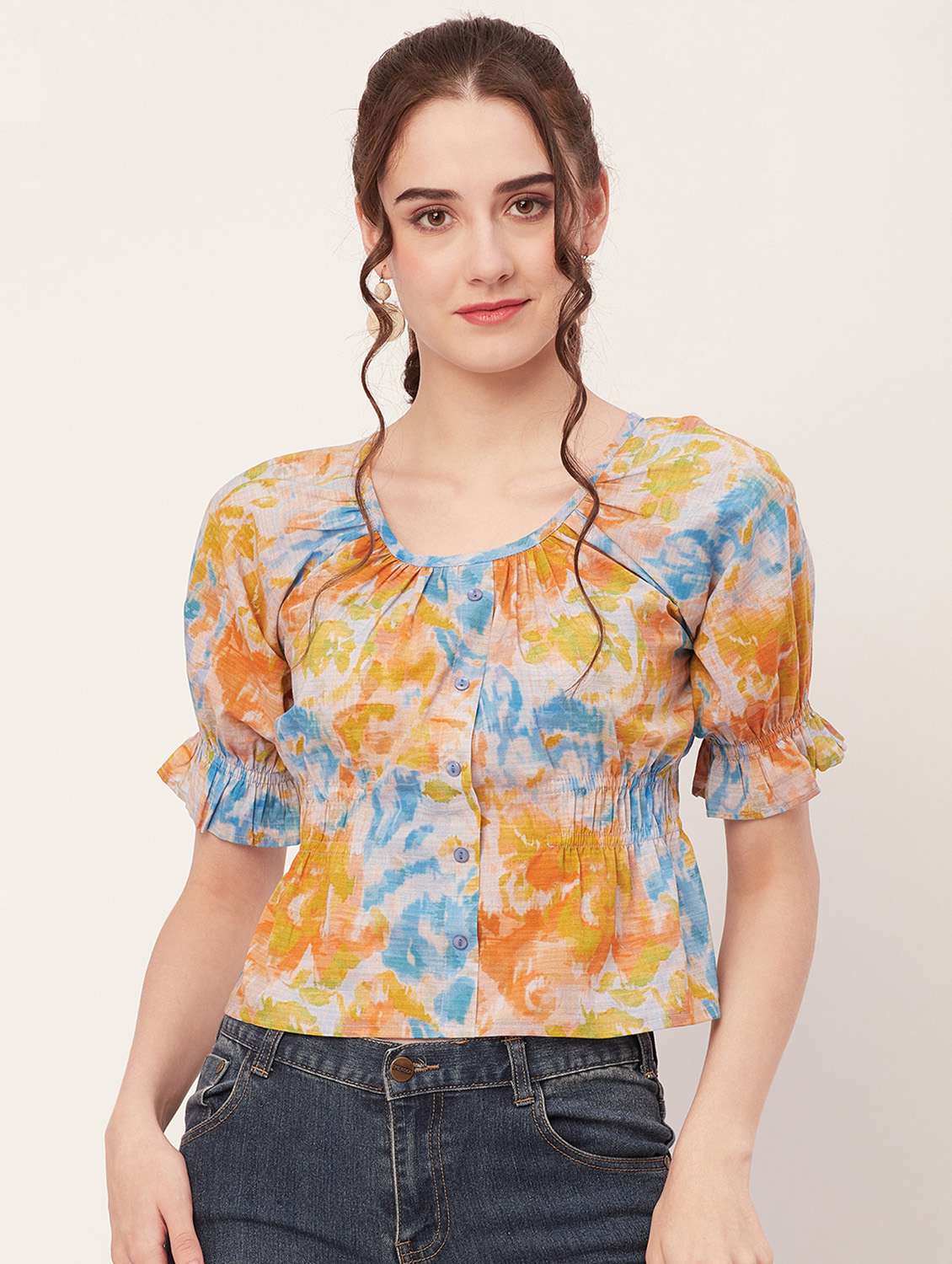 women multi coloured printed crop top - 20508853 - Zoom Image - 0