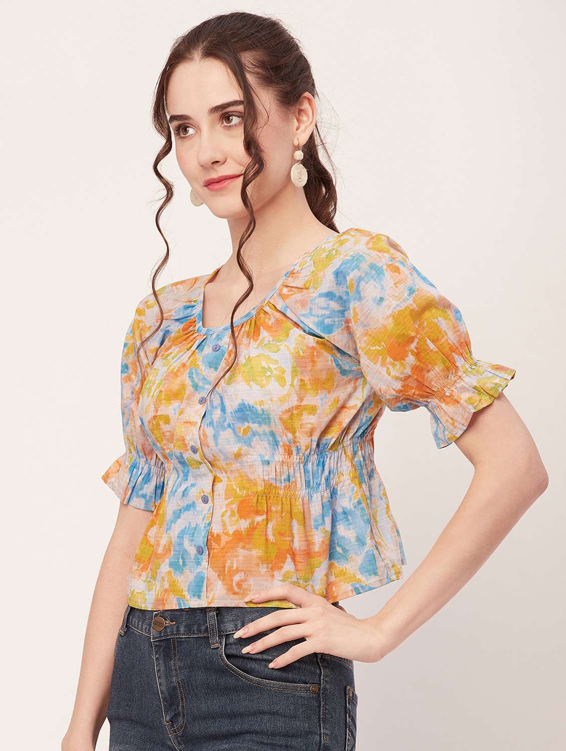women multi coloured printed crop top - 20508853 - Standard Image - 1