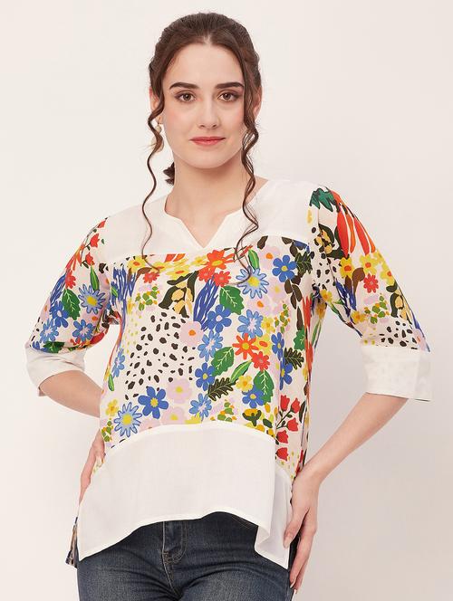women printed three quarter sleeves top - 20508860 -  Standard Image - 0