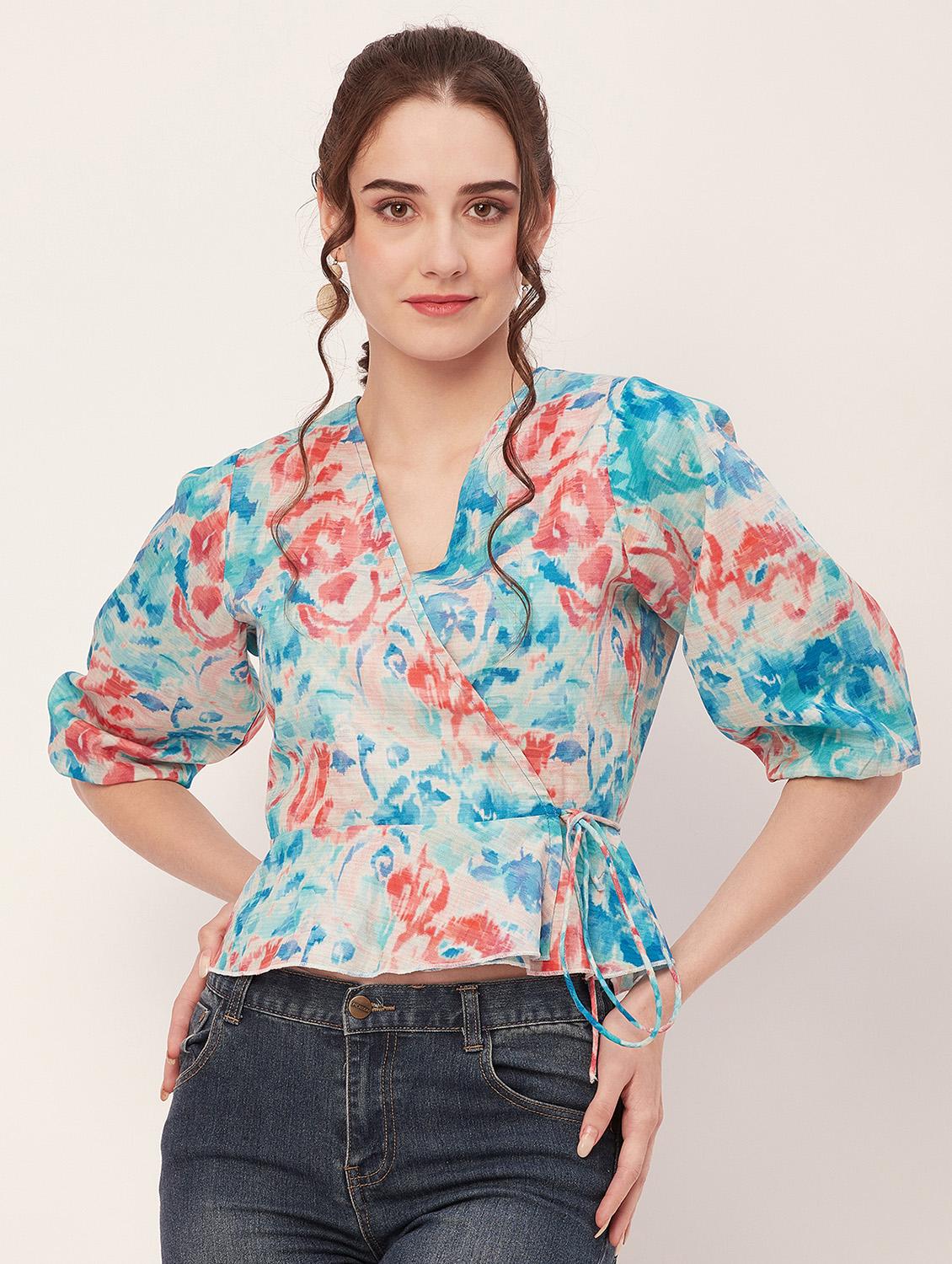 women multi coloured printed wrap top - 20508862 - Zoom Image - 0