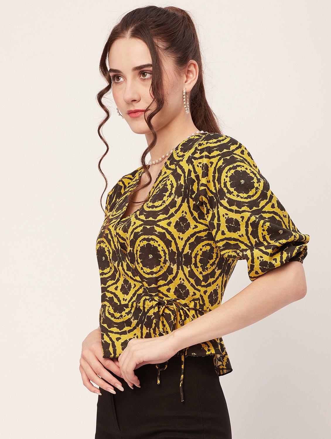 women printed wrap top - 20508863 - Standard Image - 1