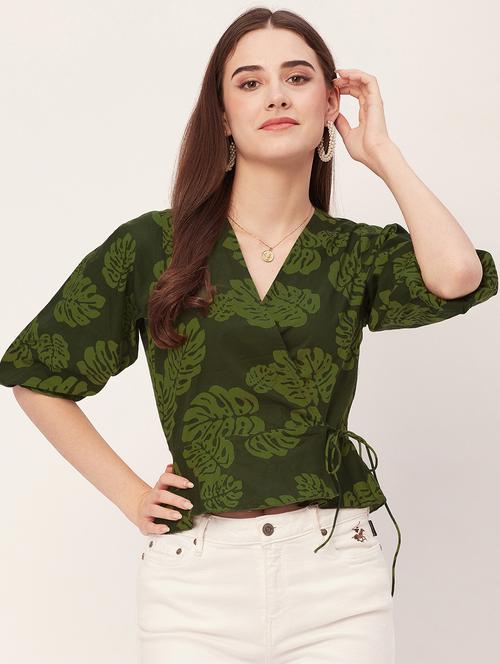 women printed wrap top - 20508864 - Standard Image - 0